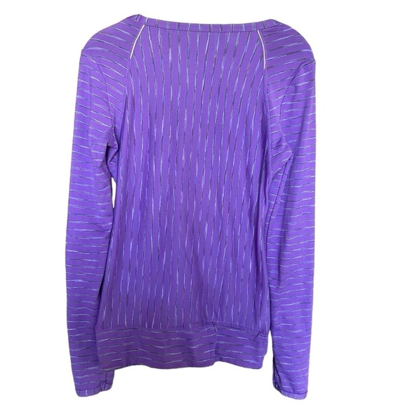 Athleta Size XS Purple Pop Striped Space Dye Long Sleeve Top Athleisure - Picture 2 of 9